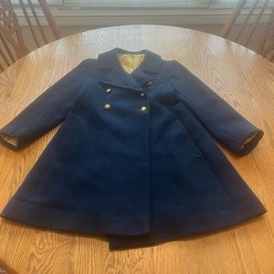 Vintage Navy Blue Little Girls Long Wool Dress Coat Size 5/6 Upcycle